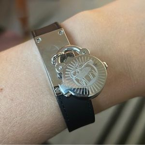 L.A.M.B Locket Watch - Silver and Black